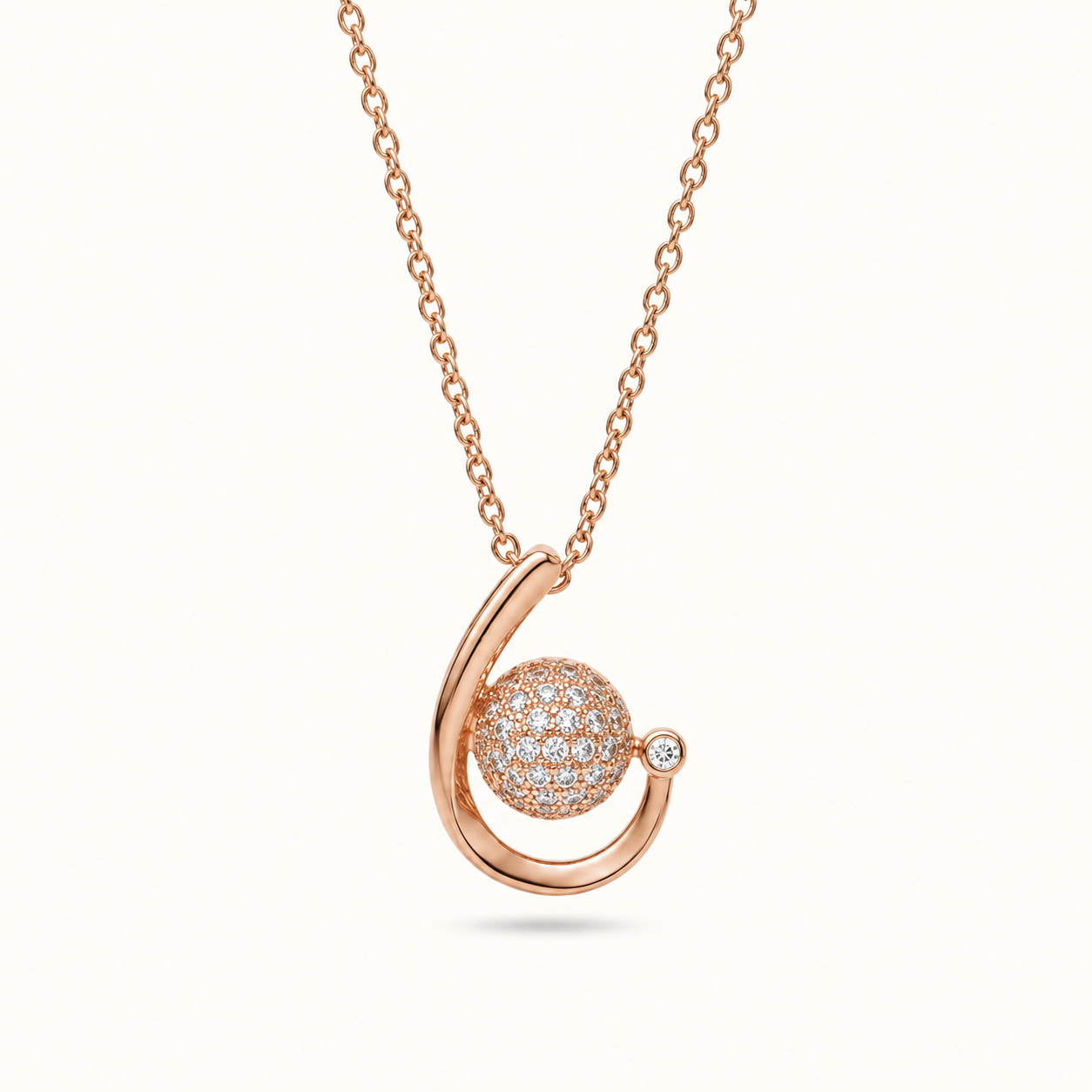 Divayra Avni - Rose Gold Pave Sphere Necklace