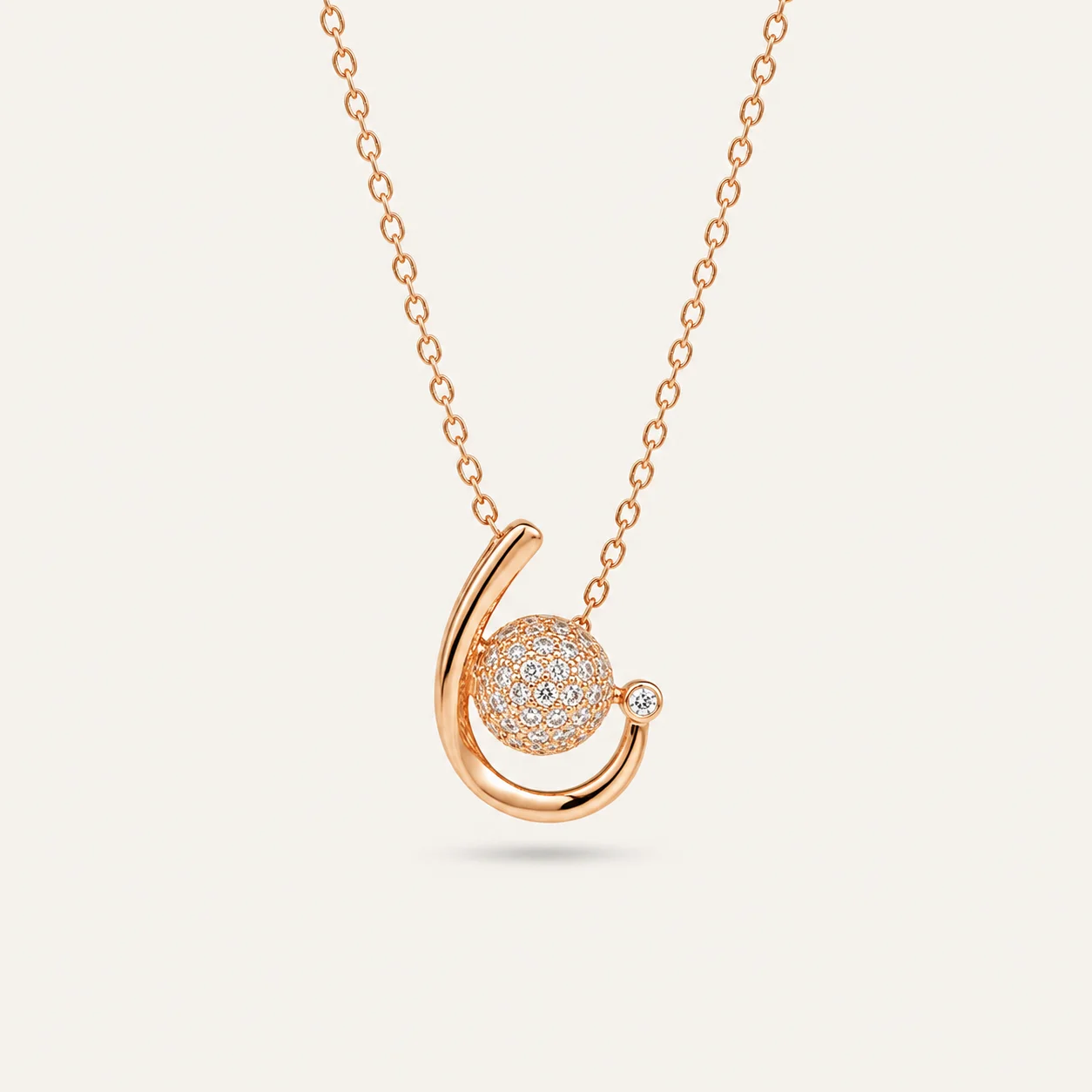Divayra Avni - Rose Gold Pave Sphere Necklace