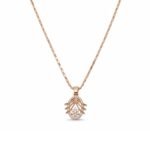 Divayra Gold Art Deco Floral Oval Necklace
