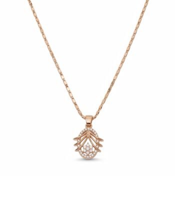 Divayra Gold Art Deco Floral Oval Necklace