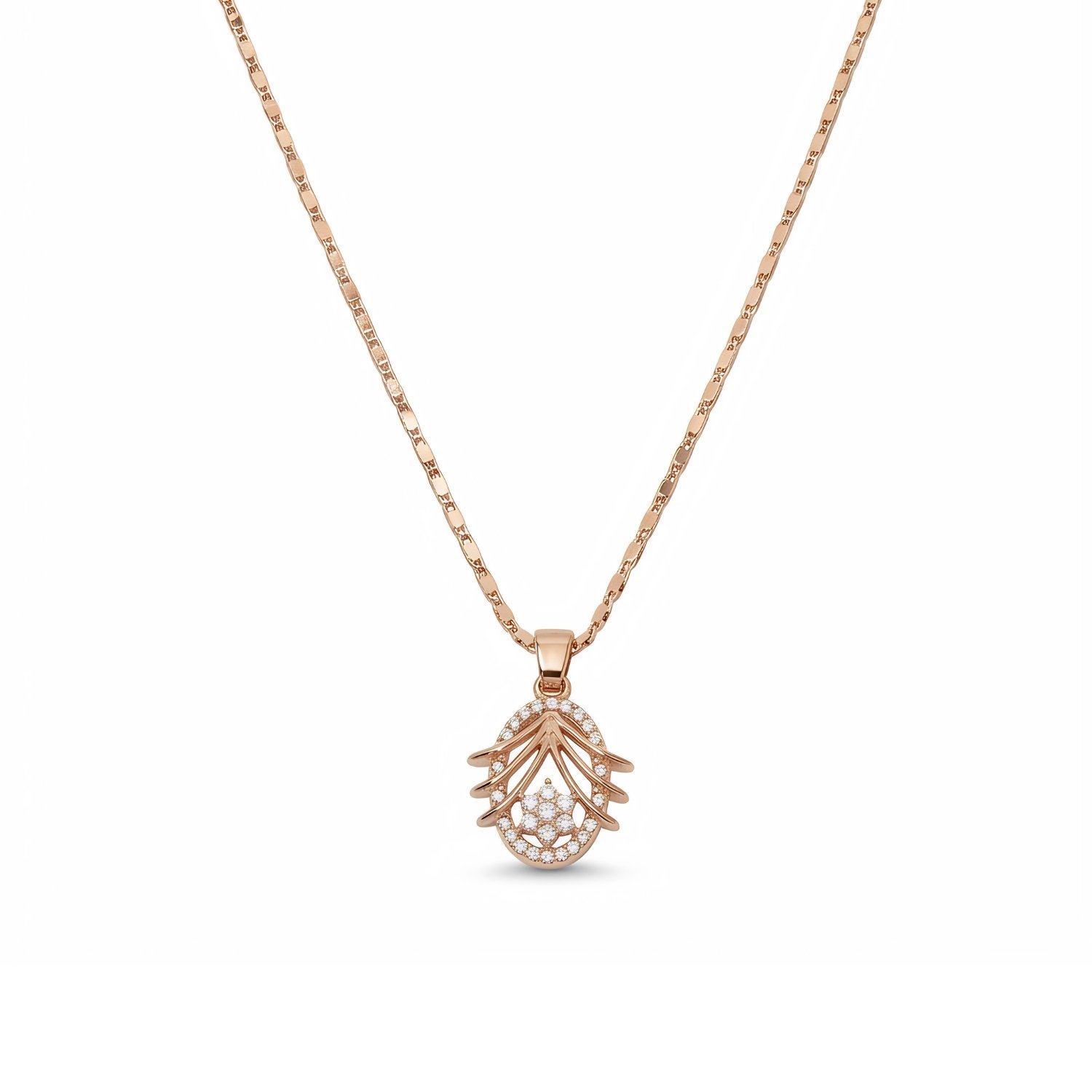 Divayra Gold Art Deco Floral Oval Necklace