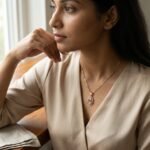 Gold Art Deco Floral Oval Necklace - Image 2