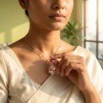 Divayra Gold Art Deco Floral Oval Necklace