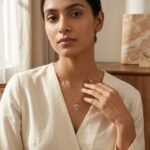 Divayra Gold Art Deco Floral Oval Necklace