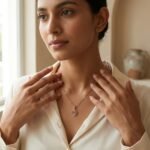 Divayra Gold Art Deco Floral Oval Necklace