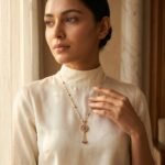 Divayra Gold Circular Tassel Necklace