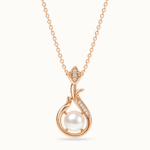 Divayra Kavya - Rose Gold Floral Pearl Drop Necklace