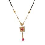 Divayra Modern Square Pave Ruby Accent Mangalsutra