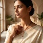 Divayra Modern Square Pave Ruby Accent Mangalsutra