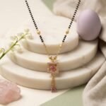 Divayra Modern Square Pave Ruby Accent Mangalsutra