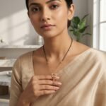 Divayra Modern Square Pave Ruby Accent Mangalsutra