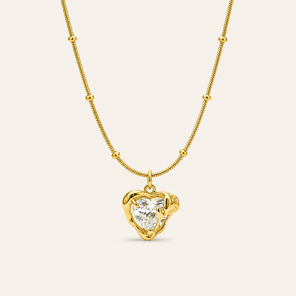 Divayra Molten Heart Necklace With Zirconia