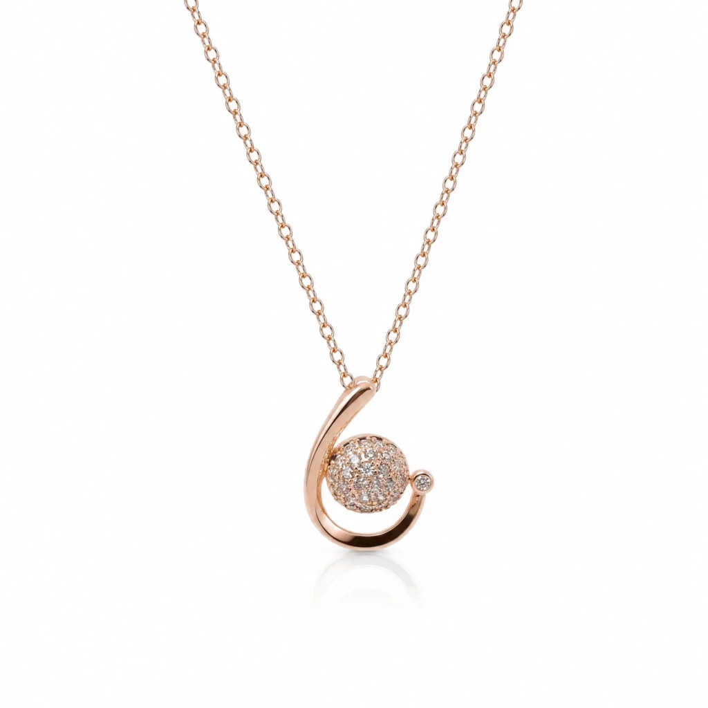 Avni Rose Gold Pave Sphere Necklace by divayra