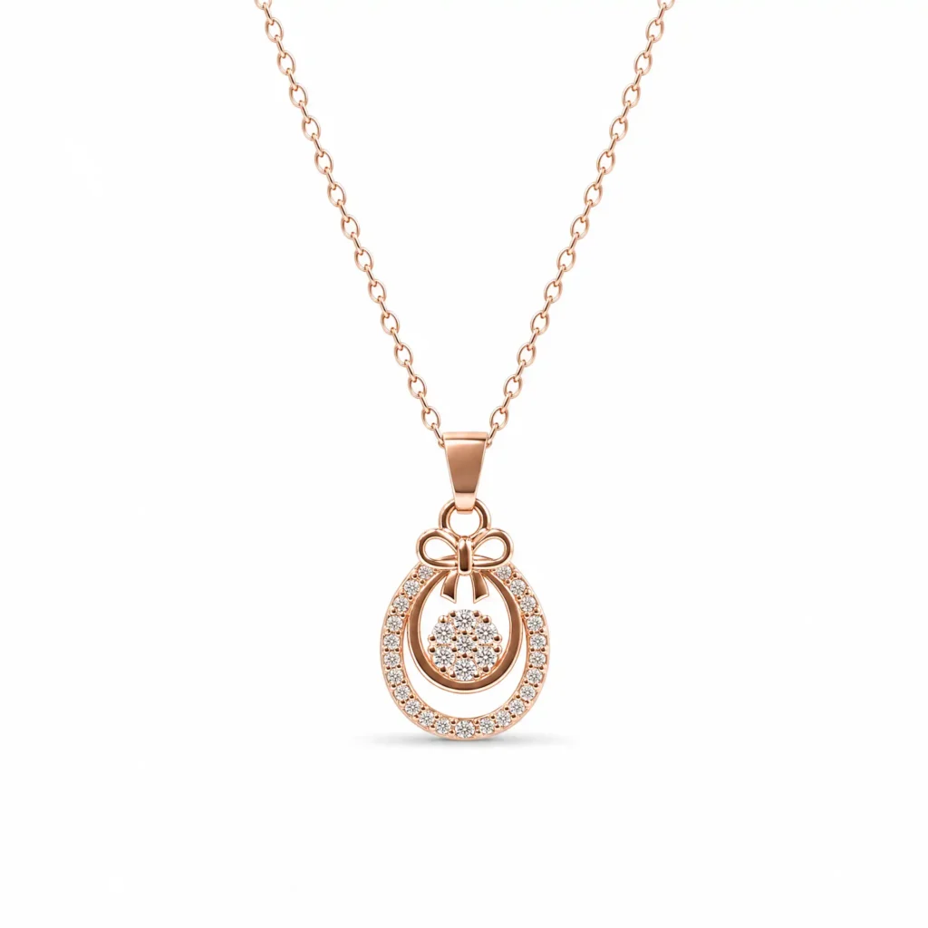 Divayra Rose Gold Floral Pearl Drop Necklace