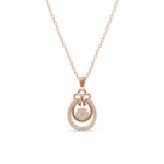 Divayra Rose Gold Floral Pearl Drop Necklace