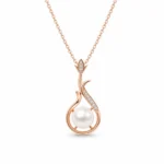 Divayra Rose Gold Floral Pearl Drop Necklace