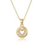 divayra 18k Gold Plated Circle With Zirconia Heart Necklace