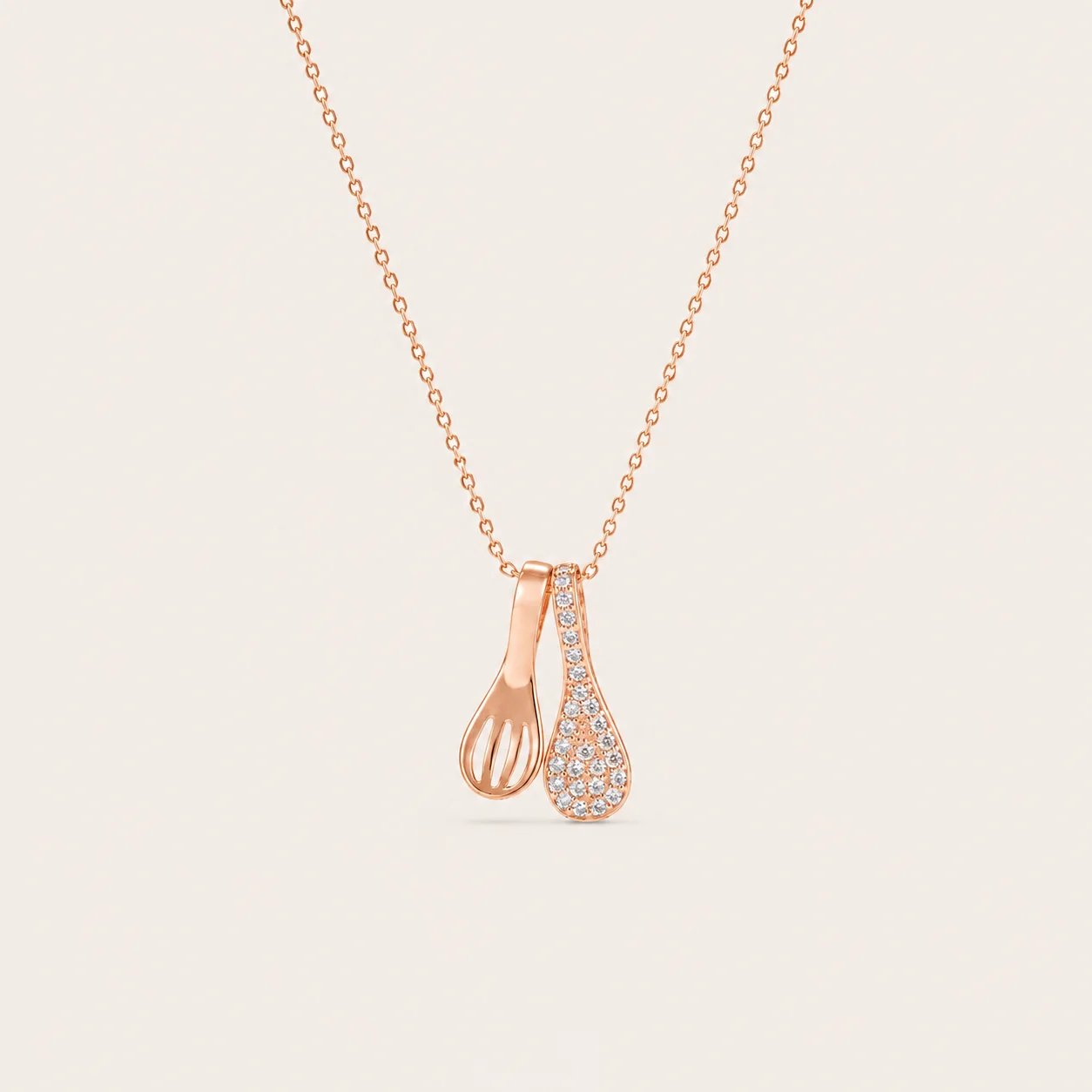 Divayra Rasa - Rose Gold Fork & Spoon Culinary Necklace