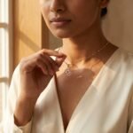 Divayra Rose Gold Baguette Sunburst Halo Necklace