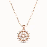 Divayra Rose Gold Baguette Sunburst Halo Necklace
