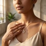 Divayra Rose Gold Baguette Sunburst Halo Necklace