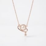 Divayra Rose Gold Pearl & Star Orbit Necklace