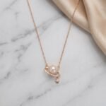 Divayra Rose Gold Pearl & Crystal Orbit Necklace