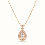 Divayra Rose Gold Teardrop Filigree Necklace