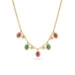 Divayra Ruby Emerald Oval Charm Necklace