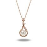 Divayra Rose Gold Floral Pearl Drop Necklace