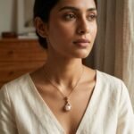 Divayra Rose Gold Floral Pearl Drop Necklace