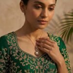 Divayra Rose Gold Floral Pearl Drop Necklace