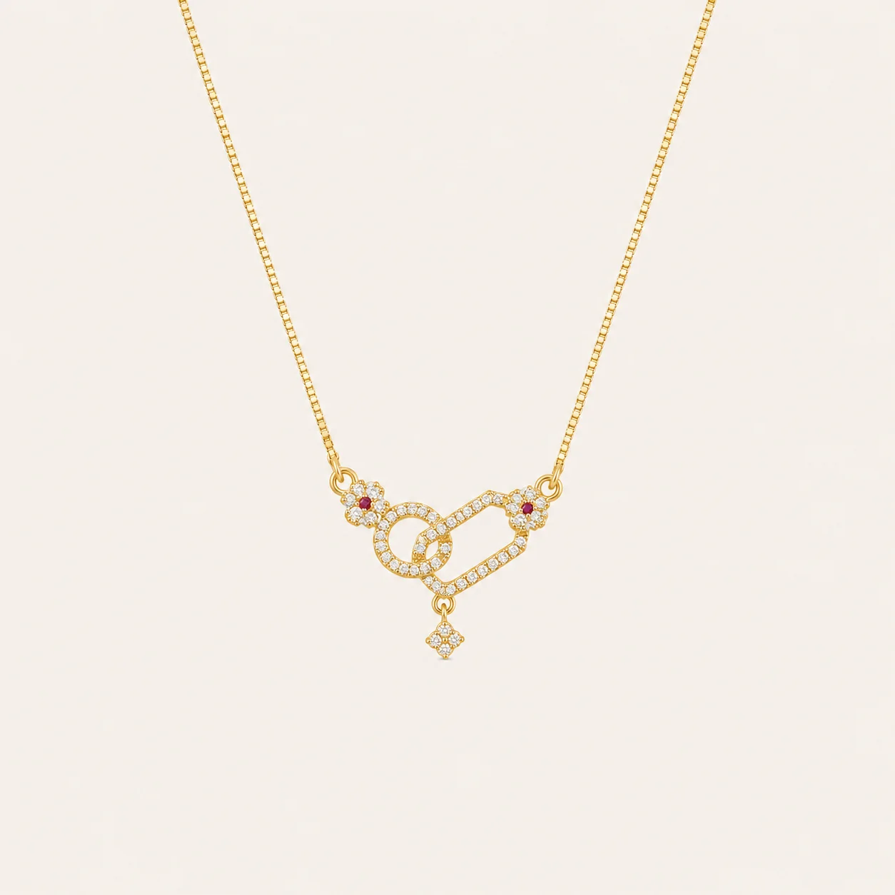 Divayra Interlocking Geometric Pave Necklace