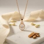 Divayra Rose Gold Floral Pearl Drop Necklace