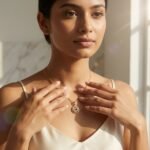 divayra 18k Gold Plated Circle With Zirconia Heart Necklace