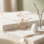 Meher - Rose Gold Delicate Bow & Pave Halo Pendant - Image 5