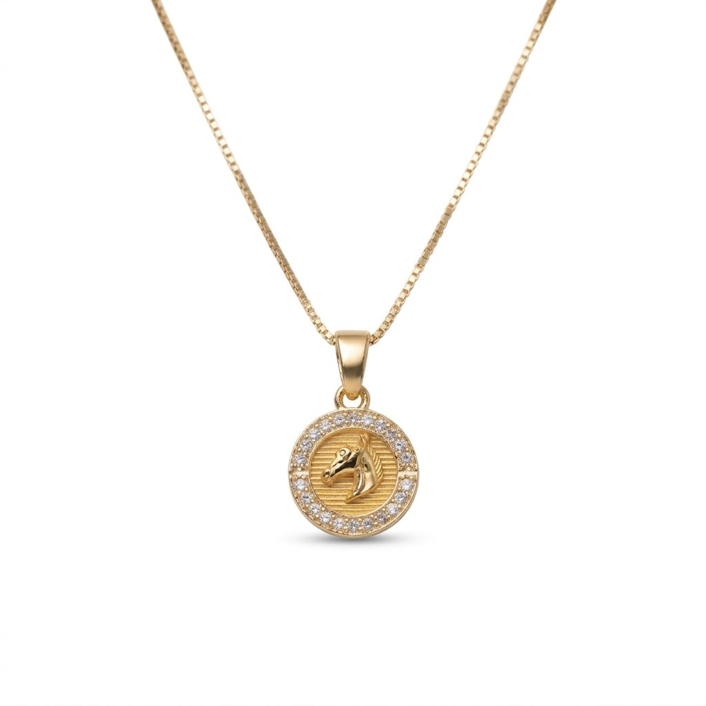 Divayra Gold Equestrian Coin Necklace