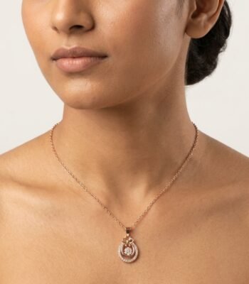 Divayra Rose Gold Floral Pearl Drop Necklace