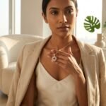 Ziya - Rose Gold Baguette Sunburst Necklace - Image 4