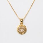 divayra 18k Gold Plated Circle With Zirconia Heart Necklace
