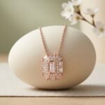 Divayra Rose Gold Emerald Cut Baguette Necklace
