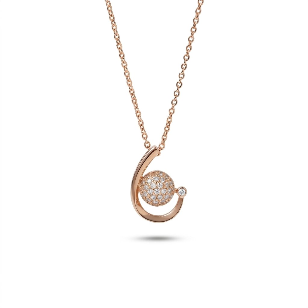 Avni Rose Gold Pave Sphere Necklace by divayra