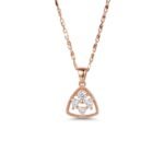 Divayra Rose Gold Beaded Triangle Trillion Cut Necklace