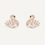 Divayra Rose Gold Swan Earrings with Marquise Cut Cubic Zirconia Stones for Women