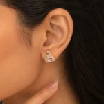 Divayra Rose Gold Swan Earrings with Marquise Cut Cubic Zirconia Stones for Women