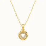 Divayra 18k Gold Plated Circle With Zirconia Heart Necklace