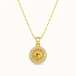 Gold Equestrian Coin Necklace