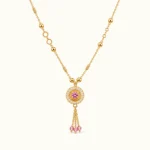 Divayra Gold Circular Tassel Necklace