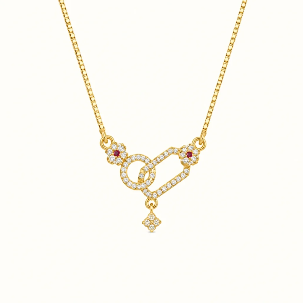 Divayra Interlocking Geometric Pave Necklace