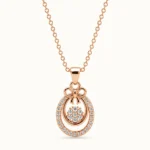 Divayra Meher - Rose Gold Delicate Bow & Pave Halo Pendant